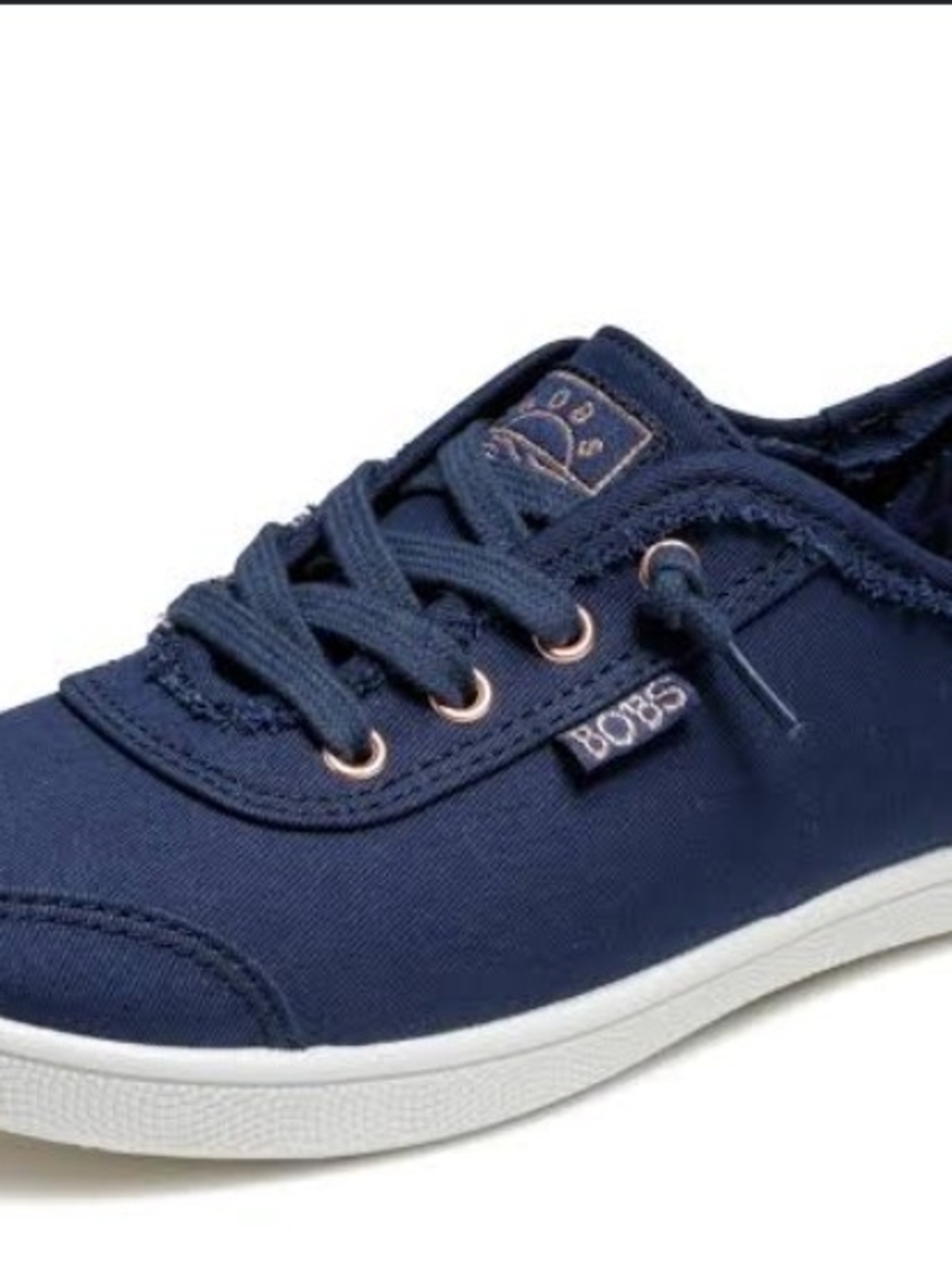 BOBS from Skechers Navy Canvas Lace-Up Sneakers with White Sole